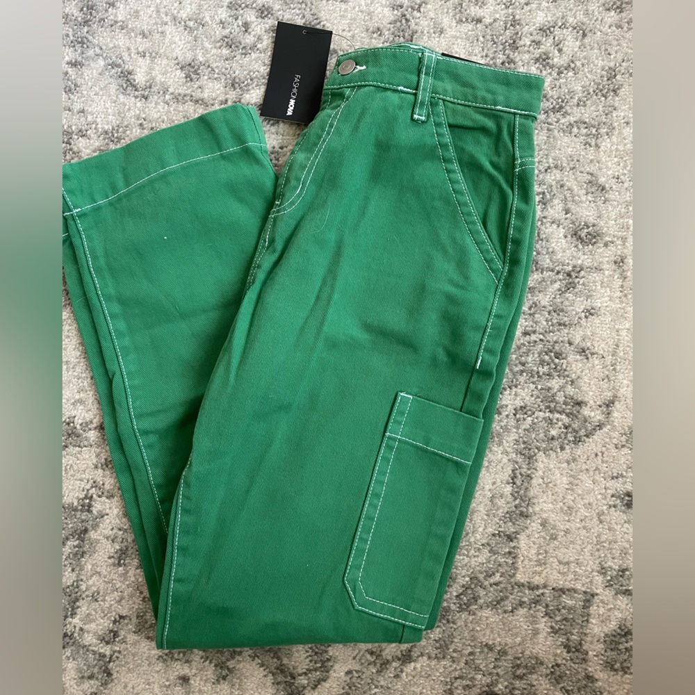 Fashion Nova Green Carpenter Jeans